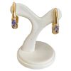 Image 1 : 14KT Gold Tanzanite Half Hoop Earrings - 3mm gems on 19mm long earring (Total weight: 2.8 grams - no