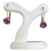 Image 2 : 14KT Gold Amethyst Solitaire Earrings - Lever Back  - 5.9mm gems (Total weight: 1.2 grams)