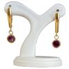 Image 1 : 18KT Gold Round Amethyst Drop Earrings - Lever Back  - 4.3mm gems (Total weight: 1.2 grams)