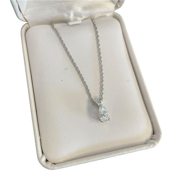14KT White Gold Necklace with Teardrop White Topaz - 4.7 x 8mm teardrop on 18" chain (Total weight: 