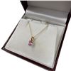 Image 1 : 14KT Gold Pink Diamonelle 18" Pendant Necklace - 3.8 x 6mm oval faceted lab created pink diamond (To