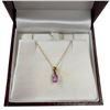 Image 2 : 14KT Gold Pink Diamonelle 18" Pendant Necklace - 3.8 x 6mm oval faceted lab created pink diamond (To