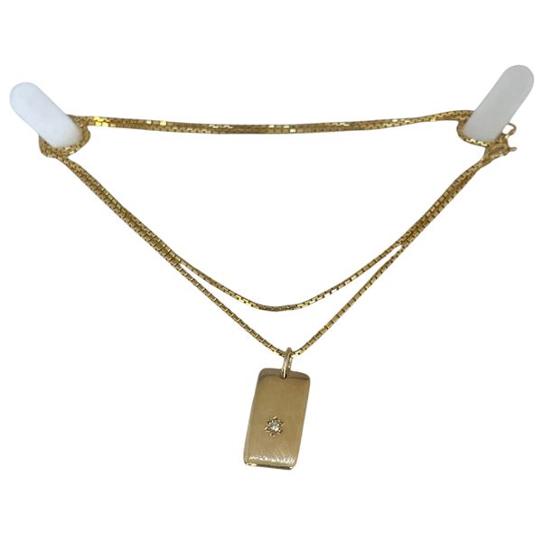 10KT Gold Star of David 24" Pendant Necklace with Diamond Center -Pendant is 10 x 19mm (Total weight