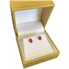 Image 1 : 14KT Gold Deep Pink Rubellite Stud Earrings - 0.75 CTW - Claw Set 3 x 5mm gems (Total weight: 0.7 gr