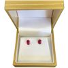 Image 2 : 14KT Gold Deep Pink Rubellite Stud Earrings - 0.75 CTW - Claw Set 3 x 5mm gems (Total weight: 0.7 gr