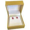Image 3 : 14KT Gold Deep Pink Rubellite Stud Earrings - 0.75 CTW - Claw Set 3 x 5mm gems (Total weight: 0.7 gr