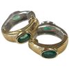 Image 2 : 14KT Yellow/White Gold Reversible Huggie Earrings with Emeralds (Total weight: 5.1 grams)