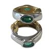 Image 4 : 14KT Yellow/White Gold Reversible Huggie Earrings with Emeralds (Total weight: 5.1 grams)