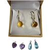 Image 2 : 14KT Gold Lever Back Earrings with Interchangeable Gemstone Charms - Earrings without the charms hav