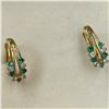 Image 1 : 10KT Gold Emerald & Clear Crytal Accented Hinged Earrings - 14mm long with omega back (Total weight: