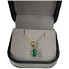 Image 1 : 14KT Gold Emerald Crystal Pendant on 18" Chain - 1 CT oval stone (Total weight: 1.49 grams)
