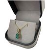 Image 2 : 14KT Gold Emerald Crystal Pendant on 18" Chain - 1 CT oval stone (Total weight: 1.49 grams)