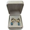 Image 1 : 10KT Gold Huggie Hoops with Blue Topaz Drops - 12mm hoops with 4.5 x 5 mm drops (Total weight: 1.5 g