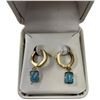 Image 2 : 10KT Gold Huggie Hoops with Blue Topaz Drops - 12mm hoops with 4.5 x 5 mm drops (Total weight: 1.5 g