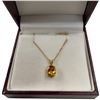 Image 2 : 14KT Gold 2 Carat Citrine Pendant Necklace - 18" chain (Total weight: 2.5 grams)