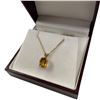 Image 3 : 14KT Gold 2 Carat Citrine Pendant Necklace - 18" chain (Total weight: 2.5 grams)