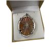 Image 2 : Large White Gold Plated .925 Silver Cameo Pendant with Tourmaline Accent Gems- 48 x 59 mm (Total wei