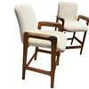 Image 2 : Pair of Mid Century Teak Stained Stools Seat Height is 25"