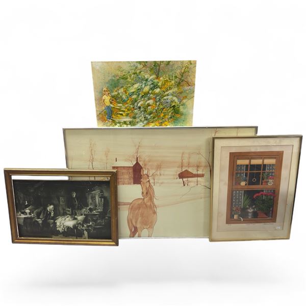 Four Pieces of Artwork: Prints and Original Works