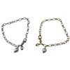 Image 2 : 2 Italian Tagliamonte Sterling Silver Rolo Link Bracelets with Pearl Accent (1 bracelet is gold plat
