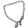 Image 3 : 2 Italian Tagliamonte Sterling Silver Rolo Link Bracelets with Pearl Accent (1 bracelet is gold plat