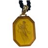 Image 3 : 14K Gold Tagliamonte Amber Venetian Intaglio Glass Pendant on Cord (Total weight of pendant without 