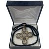 Image 1 : Sterling Silver Tagliamonte Orthodox Style Cross Pendant on Cord  - 14K Gold Accents (Total weight w