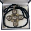 Image 2 : Sterling Silver Tagliamonte Orthodox Style Cross Pendant on Cord  - 14K Gold Accents (Total weight w