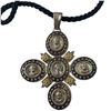Image 3 : Sterling Silver Tagliamonte Orthodox Style Cross Pendant on Cord  - 14K Gold Accents (Total weight w