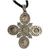 Image 4 : Sterling Silver Tagliamonte Orthodox Style Cross Pendant on Cord  - 14K Gold Accents (Total weight w