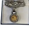 Image 3 : Sterling Silver Tagliamonte 18" Pendant Necklace with 14K Embossed Gold Center (Total weight: 30 gra