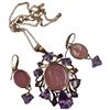 Image 2 : .925 Silver Rose Gold Plated Tagliamonte Pink Venetian Intaglio Glass Necklace & Earring Set Accente