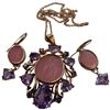Image 3 : .925 Silver Rose Gold Plated Tagliamonte Pink Venetian Intaglio Glass Necklace & Earring Set Accente
