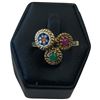 Image 2 : .925 Silver Tagliamonte Venetian Glass Mosaic & Cabochon Ring - Size 8 ( Total weight: 2.5 grams) Ri