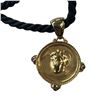 Image 3 : 14K Gold Tagliamonte Reversible Venetian Intaglio Glass/Embossed Gold Pendant on Cord (Total weight 
