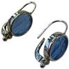 Image 2 : 14K White Gold Tagliamonte Blue Venetian Intaglio Glass Earrings - Lever Back (Total weight: 3.8 gra