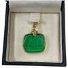 Image 2 : 14K Gold Tagliamonte Green Venetian Glass Charm (Total weight: 3 grams) Charm measures 17.9 x 28mm -