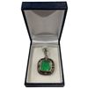Image 1 : .925 Silver Tagliamonte Green Venetian Glass Intaglio Pendant (Total weight: 5.59 grams) Pendant is 
