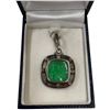 Image 2 : .925 Silver Tagliamonte Green Venetian Glass Intaglio Pendant (Total weight: 5.59 grams) Pendant is 