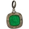 Image 3 : .925 Silver Tagliamonte Green Venetian Glass Intaglio Pendant (Total weight: 5.59 grams) Pendant is 