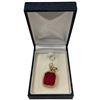 Image 1 : 14K Gold Tagliamonte Red Venetian Glass Intaglio Charm (Total weight: 3 grams) Charm is 15.9 x 22mm 