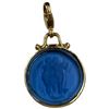 Image 2 : 14K Gold Tagliamonte Blue Venetian Glass Intaglio Charm (Total weight: 2.2 grams) Charm is 15.4mm di