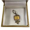 Image 2 : .925 Silver Tagliamonte Pendant Charm with 14K Gold Embossed Center (Total weight: 3.3 grams) Pendan