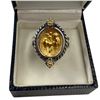Image 3 : .925 Silver Tagliamonte Ring with 14K Gold Embossed Center - Size 8 (Total weight: 8.79 grams) Face 