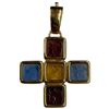 Image 1 : 14K Gold Tagliamonte Venetian Intaglio Glass Cross Pendant with Enhancer Bail  (Total weight: 7 gram