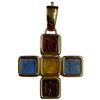 Image 2 : 14K Gold Tagliamonte Venetian Intaglio Glass Cross Pendant with Enhancer Bail  (Total weight: 7 gram