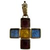 Image 3 : 14K Gold Tagliamonte Venetian Intaglio Glass Cross Pendant with Enhancer Bail  (Total weight: 7 gram