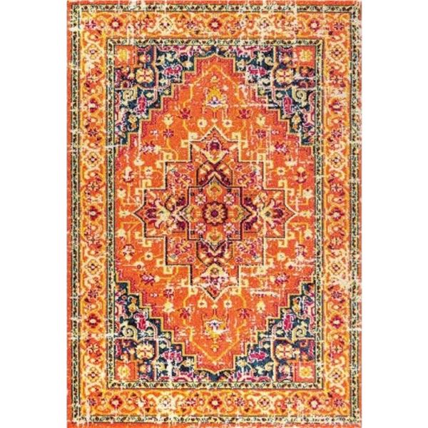 Jonathan Y Brooklyn Geometric Medallion Orange/Blue 4 Ft. X 6 Ft. Area Rug