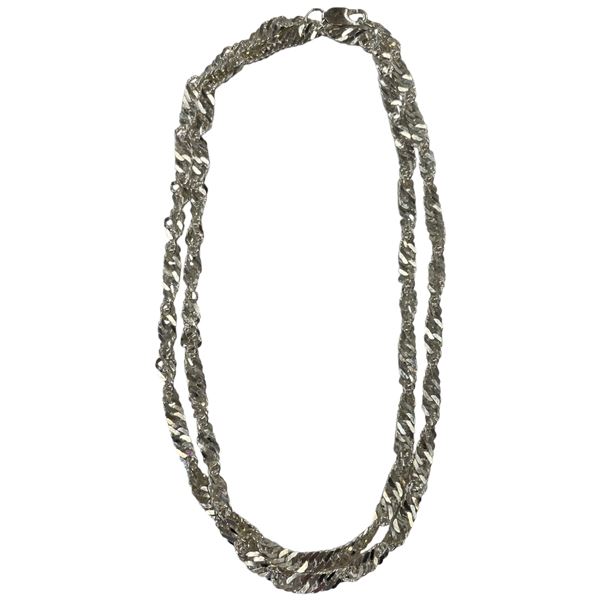 New 28" Sterling Silver Singapore Chain with Lobster Clasp - 5 mm thick - Weight: 22.8 grams
