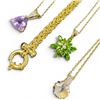 Image 1 : 3 Gold Plated Sterling Silver Gemstone Necklaces & 1 Bracelet (Total weight: 23.9 grams)